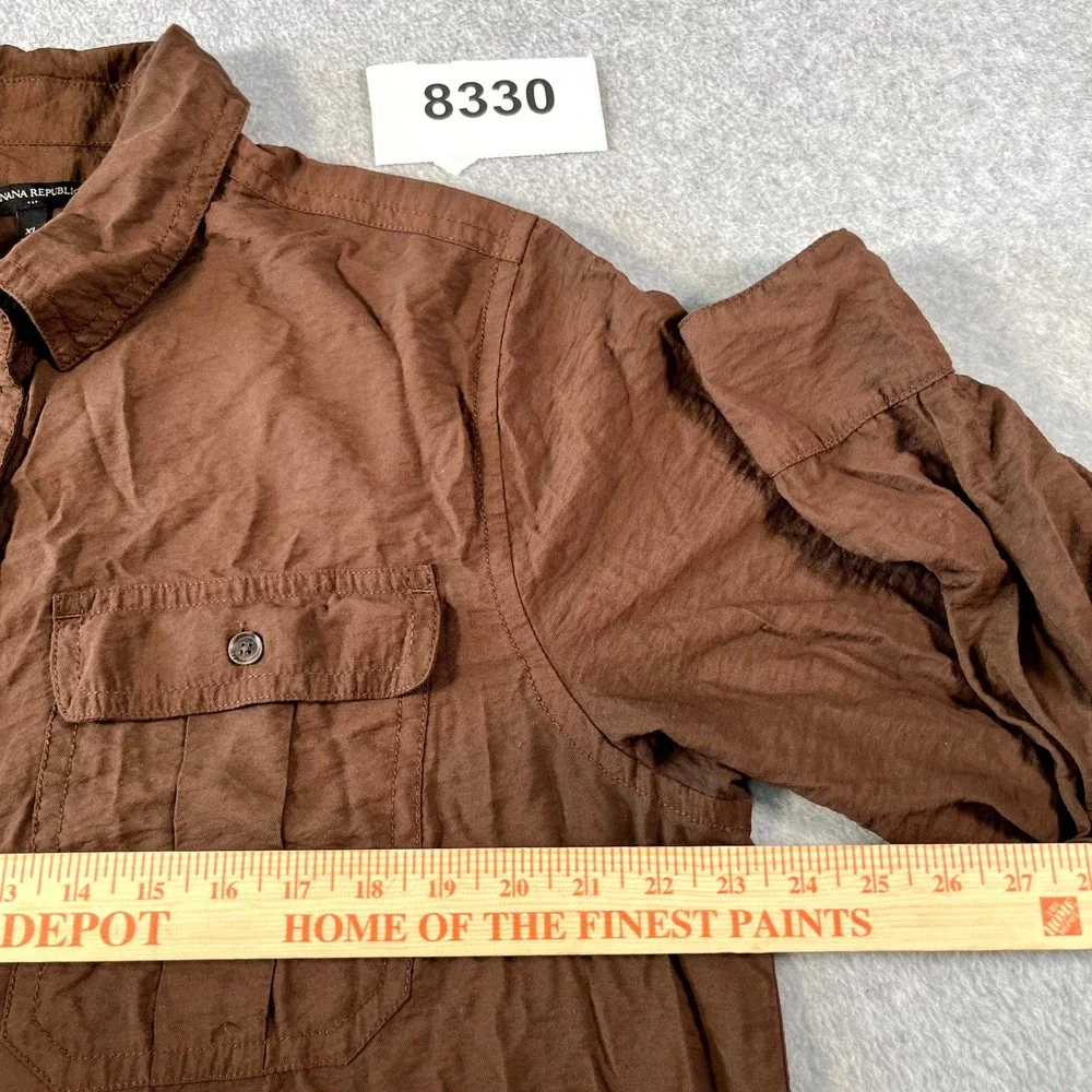 Banana Republic Shirt Dress Womens XL Brown Rayon Collared Button Front Casual - Picture 3 of 5